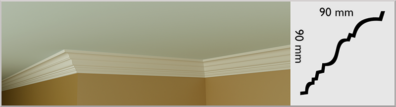 Small Dunboyne Coving / Cornice, handmade in Kilcock by Euromould for supply throughout Ireland