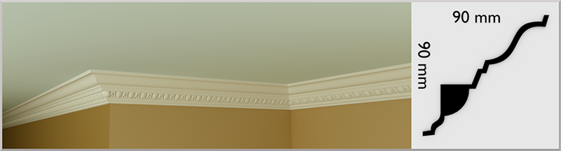 Small Egg & Dart Coving / Cornice, handmade in Kilcock by Euromould for supply throughout Ireland